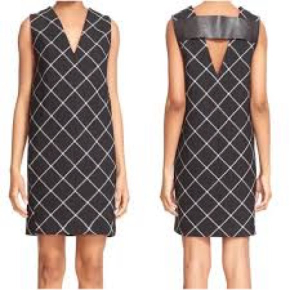 Rag & Bone Phoebe Leather Trim Shift Dress SZ 8 - Picture 3 of 11